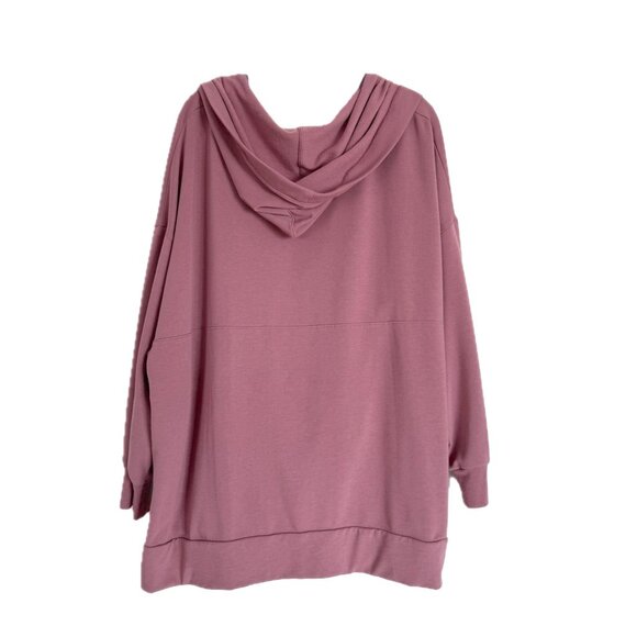 Old Navy ROSEBLOOM Pink Mauve 2X Oversized Live-In French-Terry Tunic Hoodie - Picture 4 of 11